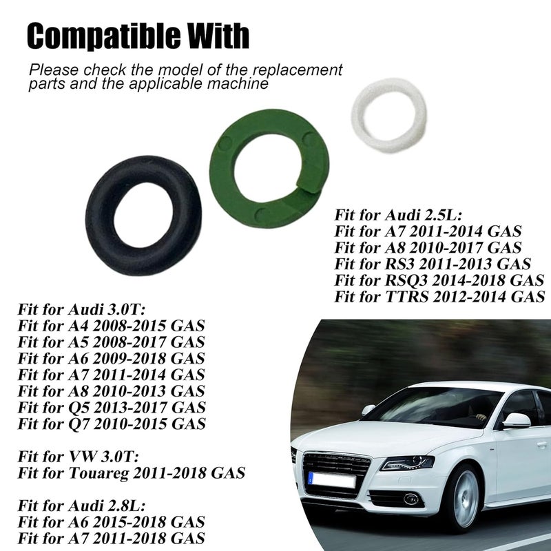 repustor 6 Set Fuel Injector Nozzle Seal Kits Compatible with Touareg A4 A5 A6 A7 A8 Q5 Q7 RS3 RSQ3 TTRS Fuel Injector O-Rings Replacement 06E998907E 06E998907B - Image 2